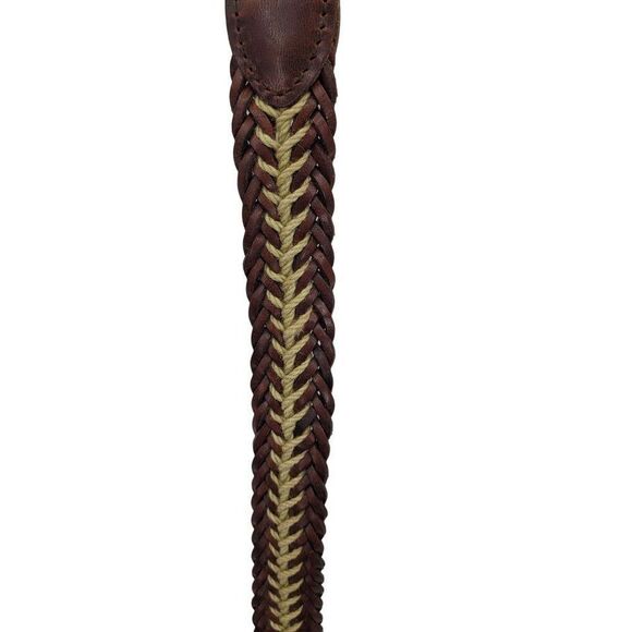 80's Belt Leather Weaved Braided Rope Accent Western Country Brown XS/S 30" - Picture 5 of 9